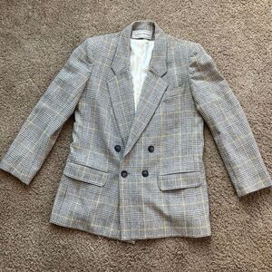 VTG Evan Picone Wool Plaid Double Breasted Blazer Union Made USA M